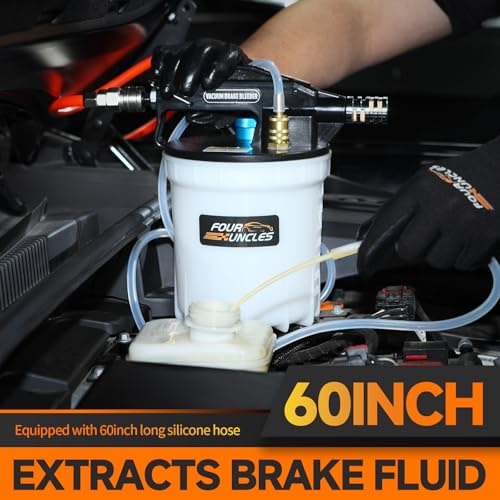 FOUR UNCLES Brake Bleeder Vacuum Pump Kit - Pneumatic Brake Fluid Extractor with 1L Refilling Bottle for Brake Fluid Bleeding, One-Person Operation - size: 2L Upgraded Version