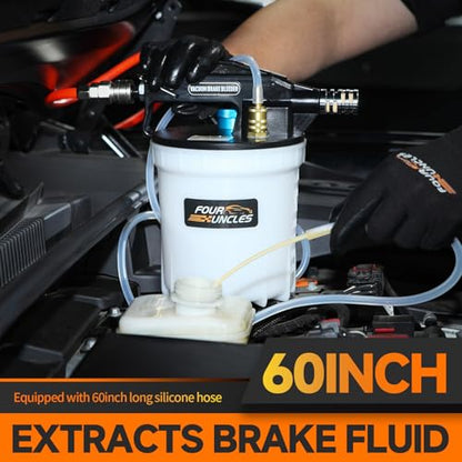 FOUR UNCLES Brake Bleeder Vacuum Pump Kit - Pneumatic Brake Fluid Extractor with 1L Refilling Bottle for Brake Fluid Bleeding, One-Person Operation - size: 2L Standard Version