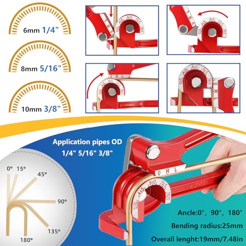 smseace 26Pack 1/4 Inch Brake line kit Includes 25FT Zinc-Plated Brake Lines with Fittings(16pcs Fittings,2pcs Union+4pcs Nut)，Brake line Bender，Single Flaring Tool，Pipe Cutter 1/4 Inch Brake Lines - color: Silver-A, size: 1/4inch