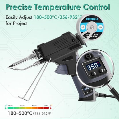 Soldering Iron gun Kit,60W Auto Feed Soldering Kit with Adjustable Temperature LCD Display,Wire,Tip Cleaner Kit,5Tips,Pump for Electronic PCB Repair,DIY - style: Soldering Iron Gun Kit with 3-in-1 Cleaner