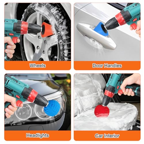 TSV 6PCS Car Wheel Polishing Kit, Foam Sponge Wheel Polishing Cone & Ball for Drill, Polisher and Buffer Tool for Car Care, Chrome, Rims and Metal