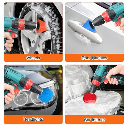 TSV 6PCS Car Wheel Polishing Kit, Foam Sponge Wheel Polishing Cone & Ball for Drill, Polisher and Buffer Tool for Car Care, Chrome, Rims and Metal