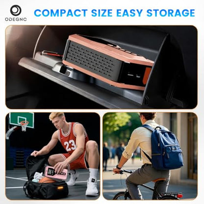 Jump Starter with Air Compressor for All-Terrain Vehicles, Light Pink, Lithium Ion, 12 Volts, 6000 Amps - color: Rose Gold