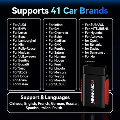 KONNWEI OBD2 Scanner Bluetooth - Full System Diagnostic Tool w/Bi-Directional Control, Oil/EPB/DPF/BMS Reset、TPMS Read for 40+ Vehicles, No Subscription, Lifetime iOS Android App, Storage Box Included