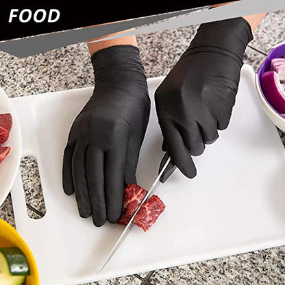 PROMEDIX P Nitrile Disposable Gloves,4mil-100 Count,Gloves Disposable Latex Free,Powder Free for Cooking,Household,Food safe - size: Large, style: Black of 100
