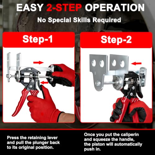 Quick Brake Caliper Compression Tool for Quad Piston Disc Brake Calipers | Heavy Duty Brake Piston Compressor for Brake Pad Replacement, Also Works with Many Single & Dual Push-In Brake Calipers - size: Quad Brake Pad Spreader