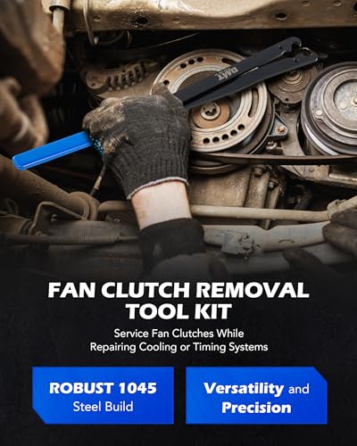 OMT15pc Fan Clutch Wrench Set, Heavy-Duty Fan Clutch Removal Tool Kit | Compatible with Ford GM Dodge Trucks, 1045 Steel Fan Clutch Kit with 22 36 40 47 51 mm Wrenches Pulley Holder Pins