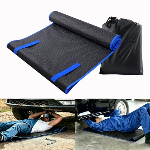 Upgrade Magical Rolling Creeper Mat 60x28 Inch Under Car Repair Pad | with Storage Bag,Mechanics Creeper Mat for Low Clearance,Work on Uneven Terrains & Vehicles,Gifts for Men (Blue) - color: Blue