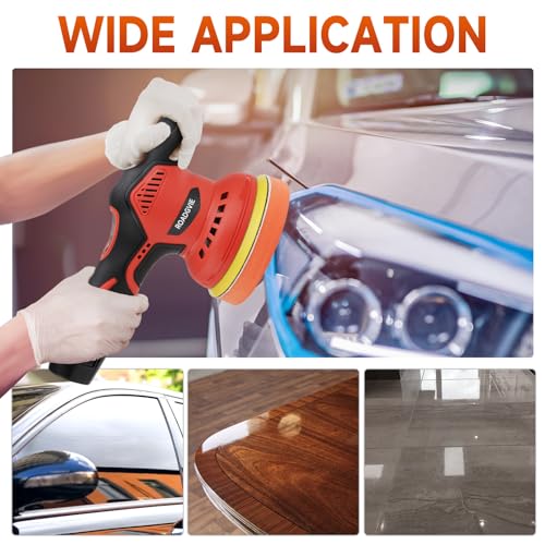 Cordless Car Buffer Polisher with 2PCS 2.0Ah Battery, (5 Inch/6 Inch) 8 Variable Speed Portable Buffer Polisher Kit, Extra 18PCS Attachments for Car Detailing/Polishing/Waxing