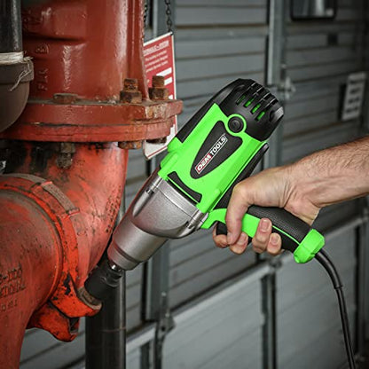 OEMTOOLS 24666 1/2” Drive Heavy Duty Impact Wrench, Corded 120v Impact Driver for Lug Nuts, Home Repairs, Automotive Maintenance, 8.5 Amp Electric Wrench, 400 Ft/Lb Maximum Torque | 120v Impact Driver, 400 Ft/Lb Maximum Torque, Cast Aluminum Gear Head, Ru