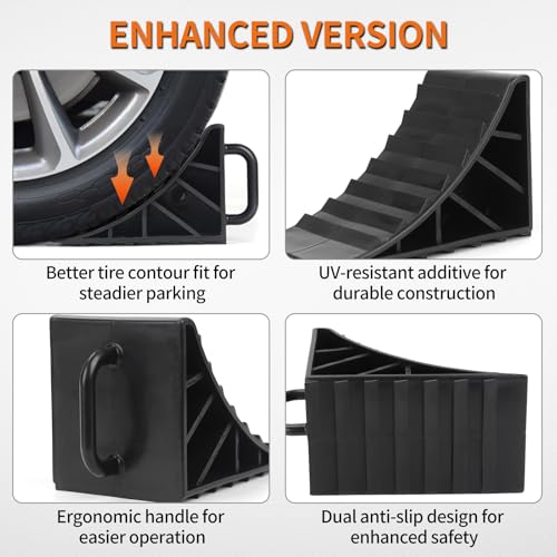 OULEME Wheel Chocks, Tire Chocks for RV Travel Trailer/Boat Trailer/Camper, Wheel Block Stopper with Handles, 4 Pack