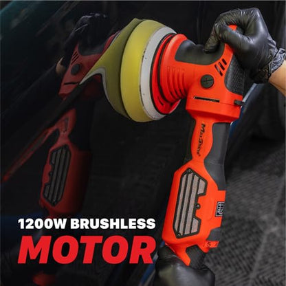 Maxshine MB21 Pro Brushless DA Polisher – 21mm Long Throw Car Buffer with 6” Backing Plate, 1200W Motor, 5/16”-24 Thread & 6-Speed Control – Auto Detailing Tool for Cars, Trucks, SUVs & Boats - color: 6" Brushless Dual Action