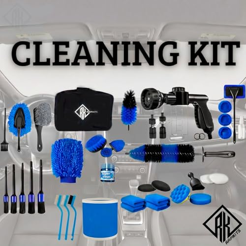 42Pcs Car Detailing Kit, Car Detailing Brush Set, Car Wash Cleaning Kit, Car Detailing Brushes, Professional Car Care Kit for Interior Exterior Wheels, Blue (42) - size: 42