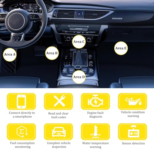 HZEL Bluetooth OBD2 Scanner for Car, OBDII Wireless Vehicle Engine Fault Code Readers Diagnostic Tool, Automotive Check Engine Light Tester Scan Tool, Universal for Most Vehicles