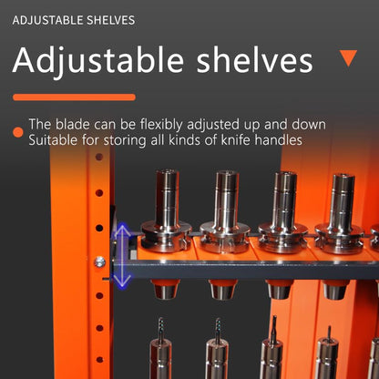 Large Capacity CNC Tool Storage Cabinet, Portable CNC Tool Holder Vertical Drawer Cabinet, CNC Tool Storage Rack Equipment for Warehouses Machining Centers, HSK63-84CAP, Gray and Orange - size: HSK63-84CAP