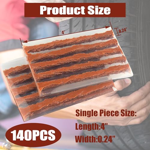 140PCS 4" Brown Tire Repair Strings, Automotive Tool Tire Repair Plugs, Tire Plugs Heavy Duty for Tubeless Tires Car, Bike, ATV - size: 140PCS