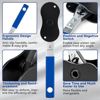 Brake Tool, Brake Caliper Compression Tool, Brake Caliper Tool | 2 Heavy Duty Caliper Hooks, 4-in-1 Universal 360° Ratcheting System for Car Disc Brake Repair, Blue