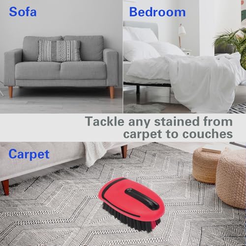 Carpet and Upholstery Cleaning Brush,Carpet Scrubber Stiff Bristle Detailing Scrub Brushes,Interior Leather Brush for Car and Home (Red) - color: Red