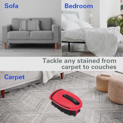 Carpet and Upholstery Cleaning Brush,Carpet Scrubber Stiff Bristle Detailing Scrub Brushes,Interior Leather Brush for Car and Home (Red) - color: Red