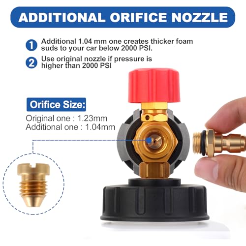 DUSICHIN Foam Cannon Short Pressure Washer Gun 1/4 Inch Quick Connector,5 Pressure Washer Nozzle Tips Car Wash Foam Gun 3/8'' Swivel Quick Connector,M22-14mm M22-15mm Fitting,Not Use with Garden Hose