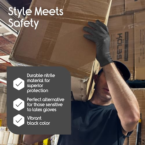 Inspire HEAVY DUTY ORIGINAL Stretch Nitrile Black Gloves Disposable Latex Free | Food, Mechanic, 6mil Black or 8 Mil Orange - size: Medium, style: 8mil Black