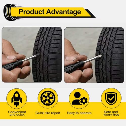 60Pcs Tire Repair Screws, 1-Second Quick Tire Puncture Repair, 2026 New Self-Service Screw in Tire Plugs for Car, Truck, Motorcycle, Tractor Tire Plug Kit, 2 Size & Screwdriver Included