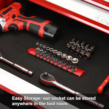 CASOMAN 10PCS 1/4"Drive 6 Pt. Mid-Length Socket Set, SAE, 3/16" to 9/16", Mirror Chrome Finish - size: 1/4"Dr., Mid-Length, 4.8 to 14.3mm