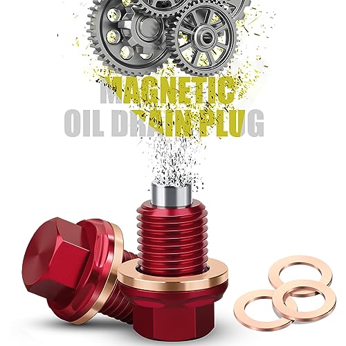 M14 x1.5 Magnetic Oil Drain Plug 7075 Aluminum CNC Craft with Crush Washer Gaskets Replacement for Ford GM Hyundai KIA and More Select Models - size: M14x1.5 plug