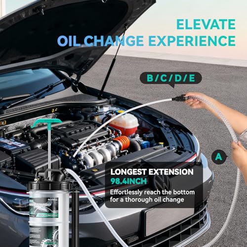 Poafamx Oil Extractor Pump Manual, 7.5L/2 Gallon Fluid Extractor Pump | with Extended Storage Units and 5 Tubes, Vacuum Oil Change Pump for Automotive, Truck, Boats Engine Oil Change - size: 7.5L