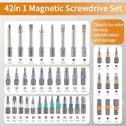 42 in 1 Magnetic Ratchet Screwdriver Set, Multi Bit DIY Magnetic Screwdriver Set with Detachable Ratchet Handle, Portable Precision Repair Tool Kit for Furniture, Electronics, Bicycle New Tools 2026 - size: 42 in 1 Screwdriver Set