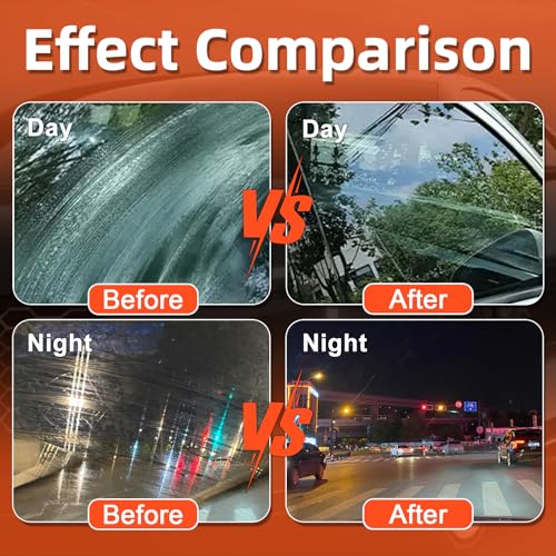 Automotive Oil Film Cleaning Brush for Car Windshield, Glass Emulsion Cleaner, 100g Roll-On Glass Oil Film Remover with Reusable Cleaning Board, Anti-Fog & Water-Resistant Coating for Safe Driving