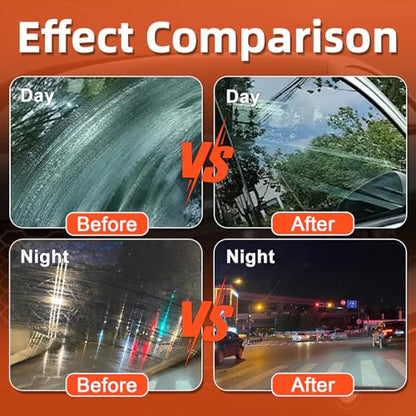 Automotive Oil Film Cleaning Brush for Car Windshield, Glass Emulsion Cleaner, 100g Roll-On Glass Oil Film Remover with Reusable Cleaning Board, Anti-Fog & Water-Resistant Coating for Safe Driving