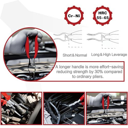 8-Piece Fuel Line Disconnect Tool Set, Hose Clamp Pliers, Electrical Disconnect, Connector Release, Push Pin Retainer Clip, Relay Puller for Auto Fuel, Oil, Coolant Radiator Hoses with Bag
