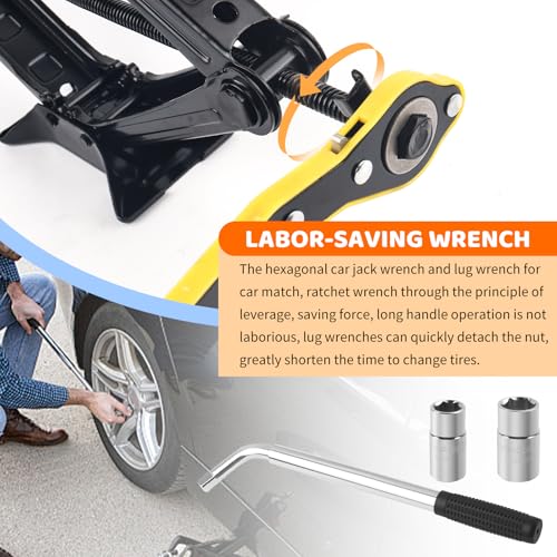 Heavy Duty Scissor Jacks for Car Set,Portable Car Jack Kit Lifts Heights of 3.93 to 15.35 Inch,2 Ton 4409 lbs Tire Jack Kit for Cars with Tire Wrench & Ratchet Wrench
