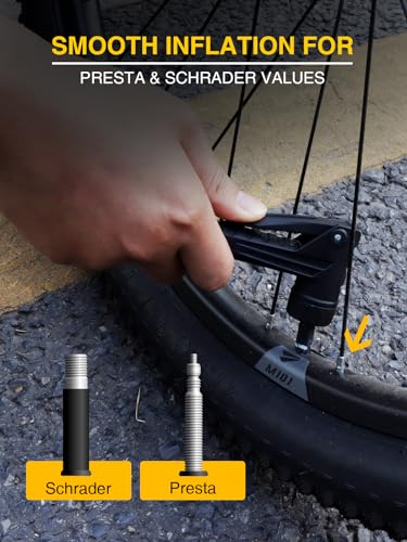 Bike Tire Inflator with 230 PSI Dual-Scale Glow Analog Pressure Gauge, Universal Presta & Schrader Locking Air Chuck for Air Compressor, 360° Swivel Hose, Brass Chuck, Inflation Kit with Storage Case - size: Analog with Box