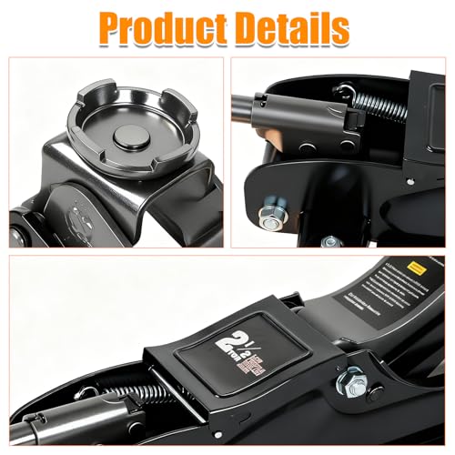 2.5 Ton (5,000 LB) Heavy Duty Floor Jack, Aluminum and Steel Low Profile Hydraulic Car Jack with The Piston Quick Lift Pump，3.5"-13.95" Lifting Range，Black