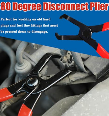 6 PCS Fuel Line Disconnect Pliers Set Hose Remover Tool With 80 Degree Disconnect Pliers Hose Remover Pliers Hose Pipe Clamp Clip 7 Inch Fuel Filter Caliper Flat Hose Clamp Plier Set - size: 6 Pcs Set