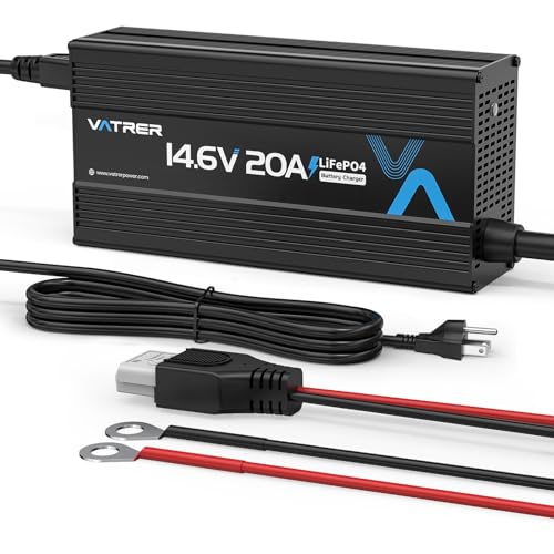 12V 20A Lithium Battery Charger VATRER POWER 14.6V LiFePO4 Battery Charger with 0V Activation, LED Indicator & Anderson Connector for 12V Lithium Batteries in Boat RV - color: Blue