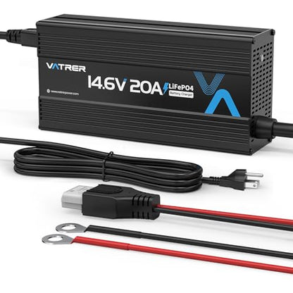 12V 20A Lithium Battery Charger VATRER POWER 14.6V LiFePO4 Battery Charger with 0V Activation, LED Indicator & Anderson Connector for 12V Lithium Batteries in Boat RV - color: Blue