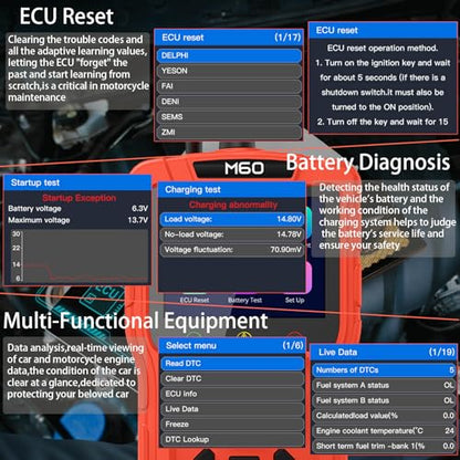 OBD2 Scanner Diagnostic Tool for Car,Professional Check Engine Code Reader,Battery Tester,Live Data,Freeze Frame,I/M Readiness,Works for All Vehicles Since 1996