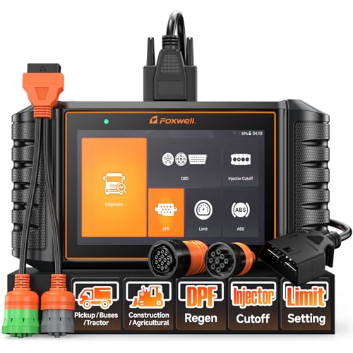 FOXWELL HD500 Heavy Duty Truck Scanner - Diesel Scanner with DPF Regen/Injector Cutoff/Limit Setting, Full System Diesel Diagnostic Scan Tool for Cummins, Detroit, Caterpillar, Paccar & Pickup Trucks - color: Black