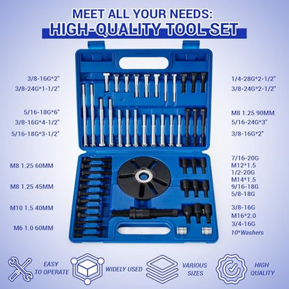 59 Pcs Harmonic Balancer Puller & Installer Set, Flywheel Remover, Crankshaft Pulley Removal & Steering Wheel Pulling Tool Kit, Compatible with Buick Regal Lacrosse GL8