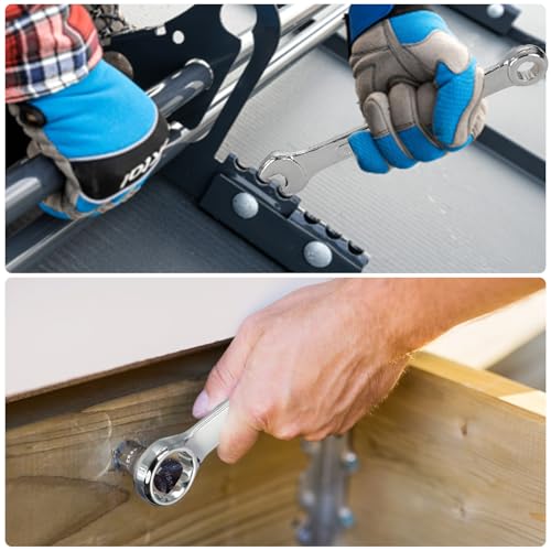 HARFINGTON 3Pcs Combination Wrench 19mm Metric 12-Point Box and Open End CR-V Steel Double Ended Spanner Tool for Automotive Pipe Furniture Machinery DIY Repair, Silver White - size: 19mm
