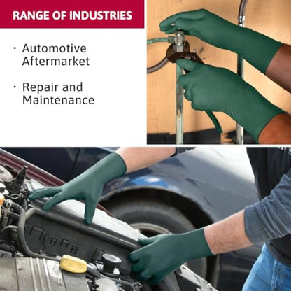 Ansell Microflex Dura Flock DFK-608 Thick 11mil Nitrile Gloves w/Flock Lining for Automotive, Aftermarket, Machinery - Large, Green (Case of 500) - size: Large, style: Pack of 500