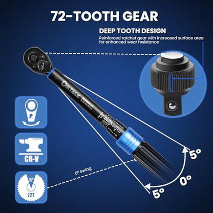 1/4 Inch Drive Click Torque Wrench (2.26-24.9 N.m & 20-220 IN.LB), ±3% High Precision, 72-Tooth Ratchet for Bicycle Repair, Electronics, Muzzleloader - with Protective Case - size: 1/4 Inch