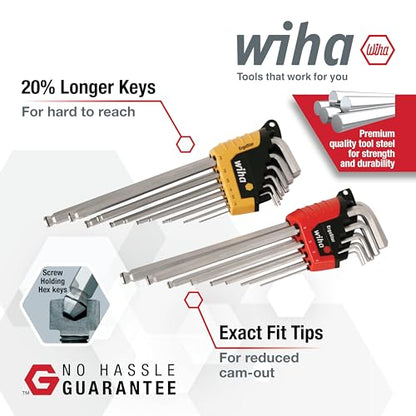 Wiha 66992 MagicRing Ball End Hex L-Key Set, 22 Piece, Inch and Metric | Free-Hand Grip, Hardened Tool Steel