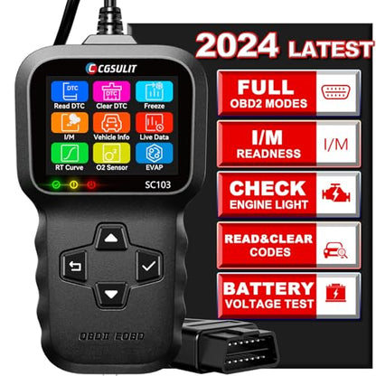 OBD2 Scanner, CGSULIT SC103 Car Code Reader Diagnose Check Engine Light Smog Check DTCs Scan Tool Live Data Stream Voltage Test for Vehicles Since 1996