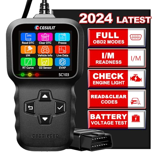 OBD2 Scanner, CGSULIT SC103 Car Code Reader Diagnose Check Engine Light Smog Check DTCs Scan Tool Live Data Stream Voltage Test for Vehicles Since 1996