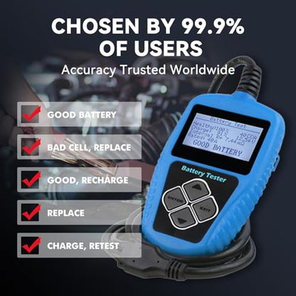 Car Battery Tester 12V 100-2000 CCA, Cranking/Charging System Analyzer, Battery Load Tester for Automotive/Motorcycle/Marine Use
