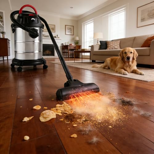 Wet Dry Vac 5 Gallon, 4.3 Peak HP 3-in-1 Shop Vacuum with Blowing Function, 32mm Caliber Stepless Speed Regulation, for Home Car Garage Carpet Upholstery Hard Floor (Black)